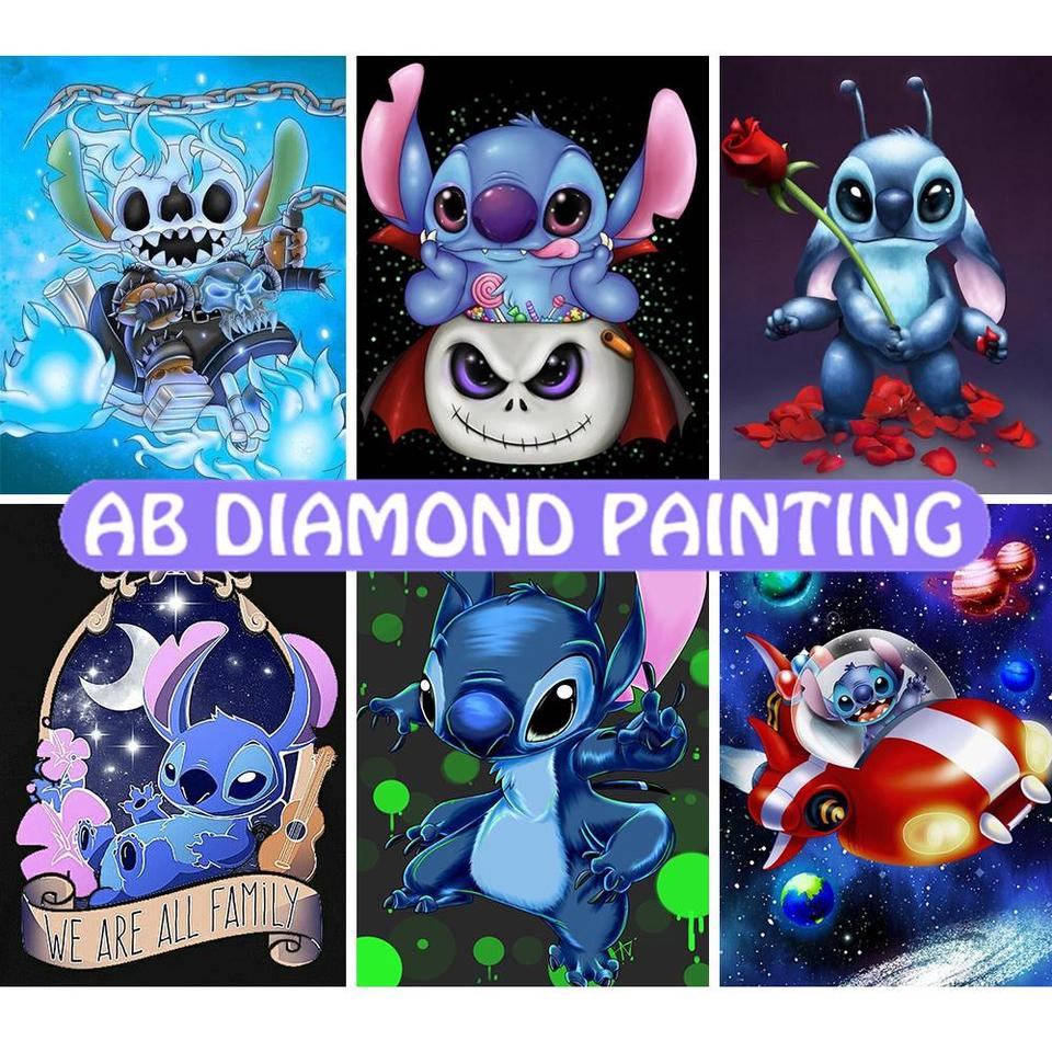 Diamond Painting Ab Rhinestones Stitch  Diamond Painting Disney Stitch  Square - Diamond Painting Cross Stitch - Aliexpress